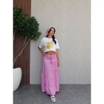 Müslin Katlı Uzun Etek - Pembe