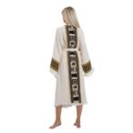 Müslin Kimono 100% Pamuklu Camel Deve Desenli Bornoz Kaftan Sabahlık (Ekru, Standart)