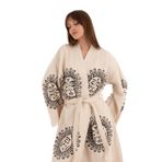 Müslin Kimono 100% Pamuklu Güneş Baskılı Desenli Bornoz Kaftan Sabahlık