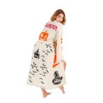 Müslin Kimono 100% Pamuklu Halloween Baskılı Desenli Bornoz Kaftan Sabahlık (Ekru1, Standart)