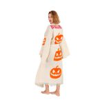 Müslin Kimono 100% Pamuklu Halloween Baskılı Desenli Bornoz Kaftan Sabahlık (Ekru2, Standart)