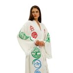 Müslin Kimono 100% Pamuklu Hayat Ağacı Baskılı Desenli Bornoz Kaftan Sabahlık