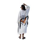 Müslin Kimono 100% Pamuklu Kaplan Baskılı Desenli Bornoz Kaftan Sabahlık (Ekru1, Standart)