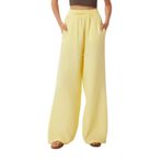 Müslin Palazzo Pantolon, Rahat Kalıp Bol Paça Yüksek Bel Yazlık Müslin Kumaş Pantolon (Limon Sarı, L (40) / XL (42))