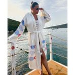 Müslin Pamuk Bornoz Banyo,plaj,havuz Yaz,kış Kapüşonlu Bornoz Unisex-Su Emici Hızla Kuruyan Tasarım - M - L / L - XL - Beyaz