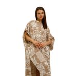 Müslin Panço Etnik Kimono 100% Pamuklu Jakarlı Bornoz Kaftan Sabahlık (Bej, Standart)