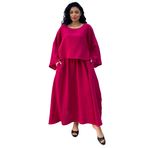Müslin Salaş Bluz Ve Kloş Etek Takımı (2'Lİ TAKIM) (Fuşya, L-XL)
