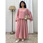 Müslin Salaş Bluz Ve Kloş Etek Takımı (2'Lİ TAKIM) (Pudra, L-XL)