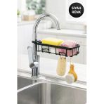 Musluğa Takılan Siyah Süngerlik Sabunluk | Askılı Mutfak & Banyo Lavabo Organizer