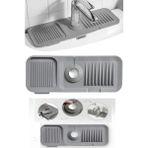 Musluk Matı, Eviye Matı,elastik Musluk Matı Su Tutucu Düzenleyici Kaydırmaz Taban Organizer Mutfak Banyo Lavabo, Musluk Matı Silikon (Gri)