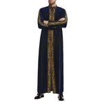 Müslüman Erkek Abaya, Orta Doğu Müslüman Altın Polar İşlemeli Elbise, Arap İslami Namaz Elbisesi, Lüks Ulusal Uzun Kollu Üstler