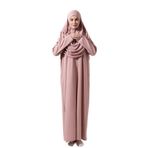 Müslüman Tek Parça Prayer Elbisesi, Kadınlar için, Abaya Elbisesi, İslami Elbise, Tam Boylu Tesettür, Pembe., 36-44