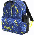 Must 584613 Kamuflaj Çift Cepli Ilkokul Sırt Çantası-Mavi / Neon Yeşil - Çok Renkli