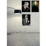 Mustafa Kemal Atatürk Ahşap Retro Vintage Poster 3 lü Set