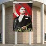 Mustafa Kemal Atatürk Altın Imzalı Poster Bayrak Premium Raşel Kumaş ATA14 2X3M