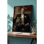 Mustafa Kemal Atatürk Baskılı Ahşap Siyah Çerçeveli Tablo Huhu505
