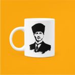 Mustafa Kemal Atatürk Baskılı Porselen Kupa 330ML - Beyaz - 199 ml