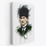 Mustafa Kemal Atatürk Portre Suluboya Görünüm Dekoratif Kanvas Tablo, Duvar Dekoru DA78