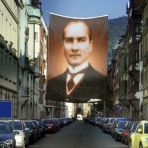 Mustafa Kemal Atatürk Sivil Portre - Poster Dış Cephe Bayrağı - 4x6 metre