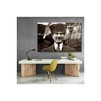 Mustafa Kemal Atatürk Siyah Beyaz Tablo Cam Tablo Modeli Hd Dijital Baskı Duvar Tablosu