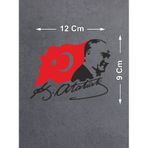 Mustafa Kemal Atatürk Sticker - Türk Bayrağı Sticker - Atatürk İmza Sticker -gazi Başbuğ Atatürk Silüet Ve Türk Bayrağı Sticker 02511 12x9 Cm