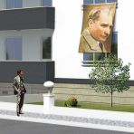 Mustafa Kemal Atatürk Yan Portre Cephe Poster Bayrak -150x225cm -1,5x2,25 metre