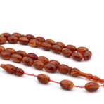 Mustafa Uysal Usta Yapımı Badem Kesim Kahverengi Sıkma Kehribar Tesbih