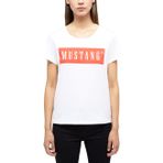 MUSTANG Bayan Tişört ALMA - Regular Fit - XS S M L XL Beyaz Siyah Pamuk, Beyaz (General White 2045), XL