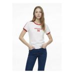Mustang Beyaz - Kırmızı Kadın Crop Baskılı T-Shirt M6SL-TST1239