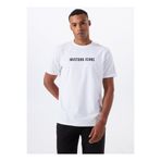 Mustang Bisiklet Yaka Baskılı Beyaz Erkek T-Shirt M5WM-TST1585