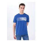 Mustang Bisiklet Yaka Baskılı İndigo Erkek T-Shirt M5SM-TST1287