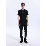 Mustang Bisiklet Yaka Baskılı Siyah Erkek T-Shirt M6SM-TST1598 - XL