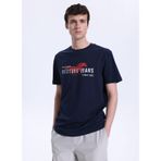 Mustang Bisiklet Yaka Baskılı T-Shirt, 2XL, 5003335504, Lacivert, Erkek