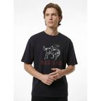 Mustang Bisiklet Yaka Baskılı T-Shirt, 2XL, 5003335511, Siyah, Erkek
