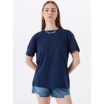 Mustang Bisiklet Yaka Düz Lacivert Kadın T-Shirt M5SL-TST1858 - XL