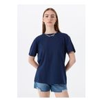 Mustang Bisiklet Yaka Düz Lacivert Kadın T-Shirt M5SL-TST1858