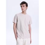 Mustang Bisiklet Yaka Düz T-Shirt, L, 5003335510, Taş, Erkek