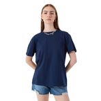 Mustang Bisiklet Yaka Düz T-Shirt, S, 5003230271, Lacivert, Kadın