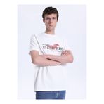 Mustang Ekru Erkek Relaxed Baskılı T-Shirt M6SM-TST1605