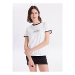 Mustang Ekru Kadın Relaxed Baskılı T-Shirt M6SL-TST1241