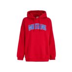 Mustang Kırmızı Kadın Kapüşon Yaka Loose Fit Baskılı Sweatshirt M4WL-SWT-1890, M