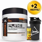 Mustang Nutrition Core+ Pure L-Glutamine Powder 250 Gr Glutamin 50 Servis + Shaker + Protein Kahve Hediyeli