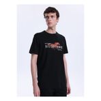 Mustang Siyah Erkek Relaxed Baskılı T-Shirt M6SM-TST1605