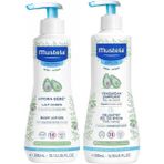 Mustela 500 ml Yenidoğan Saç Ve Vücut Şampuanı + 300 ml Hydra Bebe Vücut Losyonu Göz Yakmayan Formül - Şeffaf