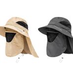 Mustran 2'li Set UV Korumalı Sök Tak Maskeli Unisex Enseli Güneş Şapkası Outdoor Balıkçı Tarla, Tek Ebat, Avnmustran2lisetmaskeli1, Gri, Unisex Yetişkin