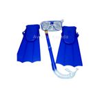 Mustran Çocuk 3'lü Set Palet Maske Şnorkel Dalış Seti PVC 24-29 Numara Ayarlanabilir Kayışlı, 25-29, Avnmustranpaletliset, Mavi