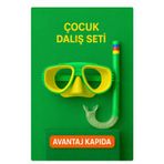 Mustran Çocuk Maske Şnorkel Dalış Seti Orta Boy 5-8 Yaş Ayarlanabilir Deniz Havuz, Tek Ebat, Avnmustransnorkelciftrenk, Sarı-Yeşil