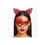 Mustran Gizemli Dantel Maske Ve Taç Seti, Tek Ebat, E153-E240-1avnmustran, Kırmızı