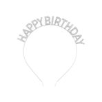 Mustran Kristal Taşlı Happy Birthday Doğum Günü Tacı, Tek Ebat, SMR-D081, Gümüş, Üniseks