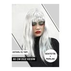 Mustran Platin Gri Gümüş Uzun Parti Peruğu, Tek Ebat, SMR-D033avnmustran, Platin Gri Gümüş